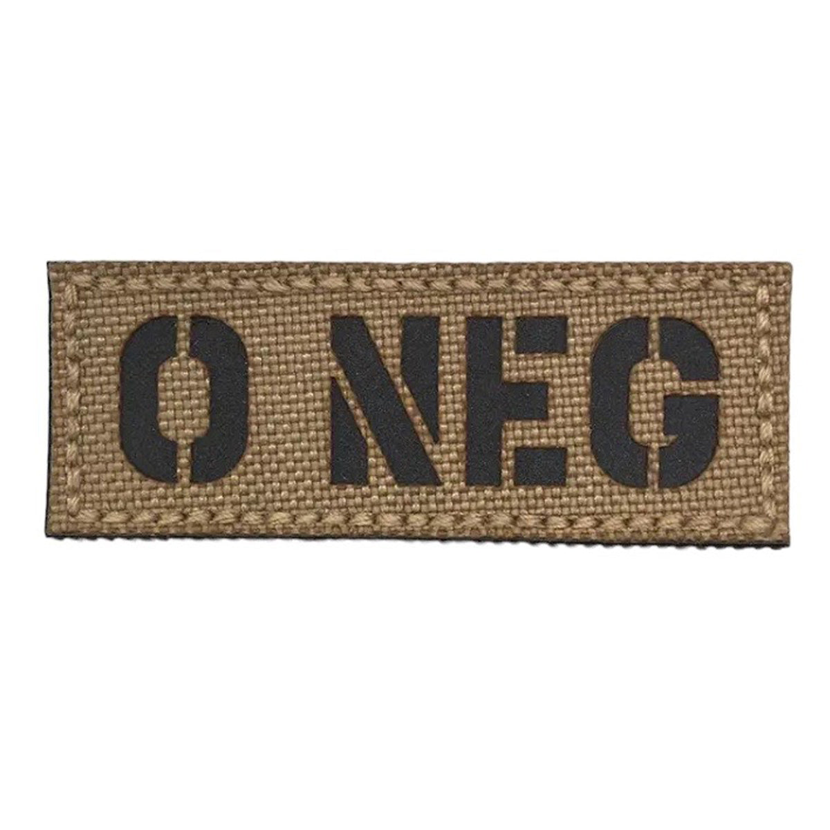 Blood Group Laser Cut Tan Patch Hook & Loop. Size: 6.5x2.5cm www.moralepatches.com.au