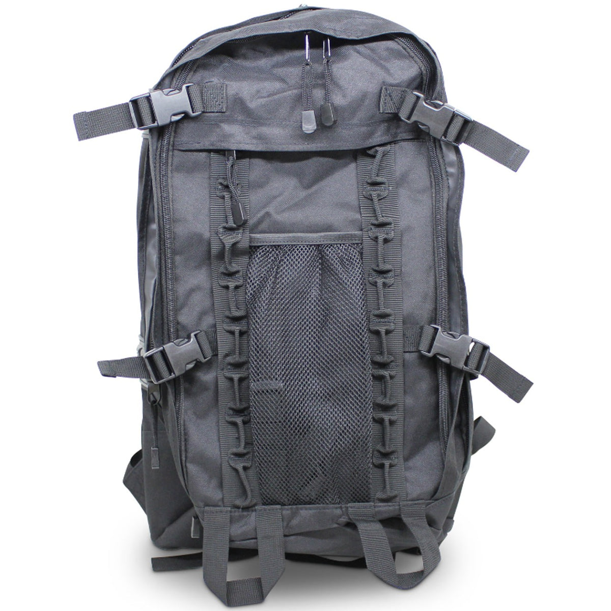 Built to be able to expand your load, this backpack is the ultimate daypack.  Main compartment 33(W) x 55(H) x 13(D)cm - 23Lt Front Pocket 27x43x6cm - 7Lt Total 33x55x19cm = 30Lt Empty weight 1.55Kg www.moralepatches.com.au