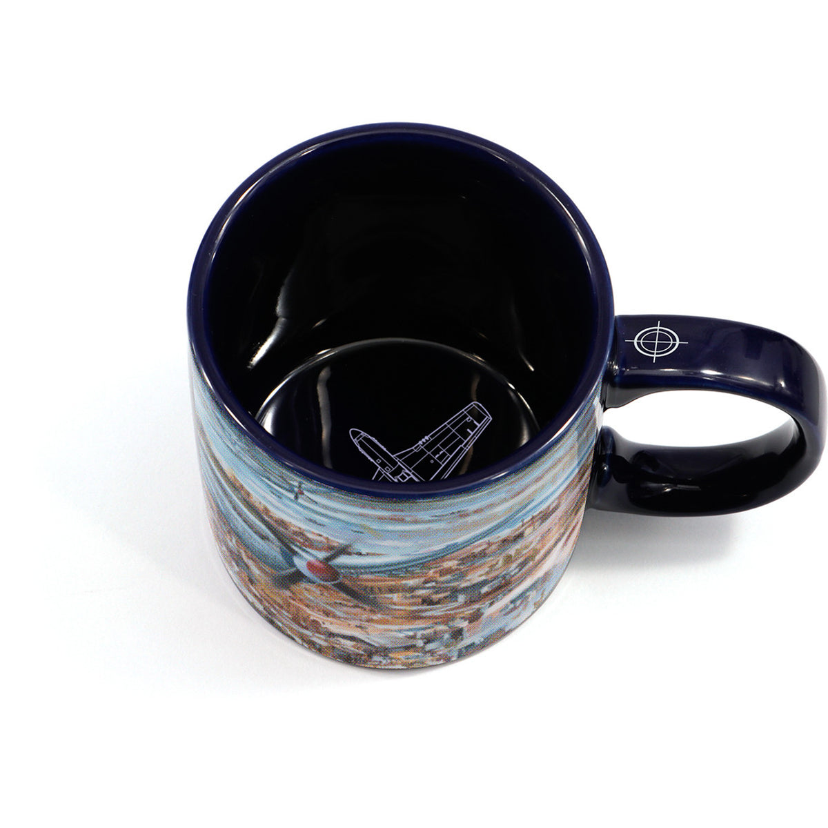 With only 1000 mugs available worldwide, it is a rare find. The mug showcases Drew Harrison's masterpiece, "Cutting the Lines," along with a schematic of the aircraft in the base. Made from durable ceramic with an easy-grip handle and scratch-resistant finish, this mug is perfect for enjoying both hot and cold beverages. www.moralepatches.com.au