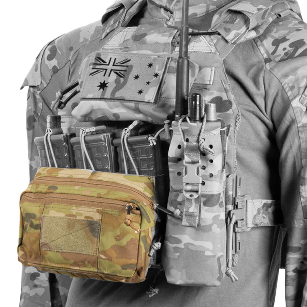 The Platatac ASAD 6X GP Pouch is a great Molle integrated general purpose pouch for your rig. The pouch is primarily designed to attach to the issue TBAS Triple Shingle. It’s neither too big to get in the way, or too small to usefully carry extra items. www.moralepatches.com.au