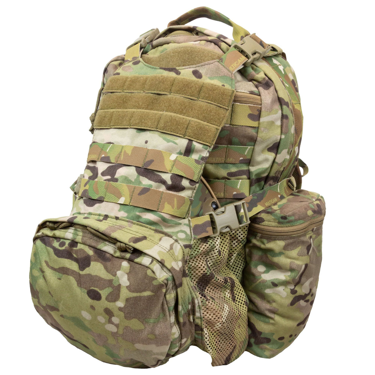 The built-in cradle in front comfortably fits a helmet or can be used as a storage compartment for clothing or other medium-size mission critical necessities. The cradle also features Velcro and non-Velcro MOLLE attachment points in front. www.moralepatches.com.au