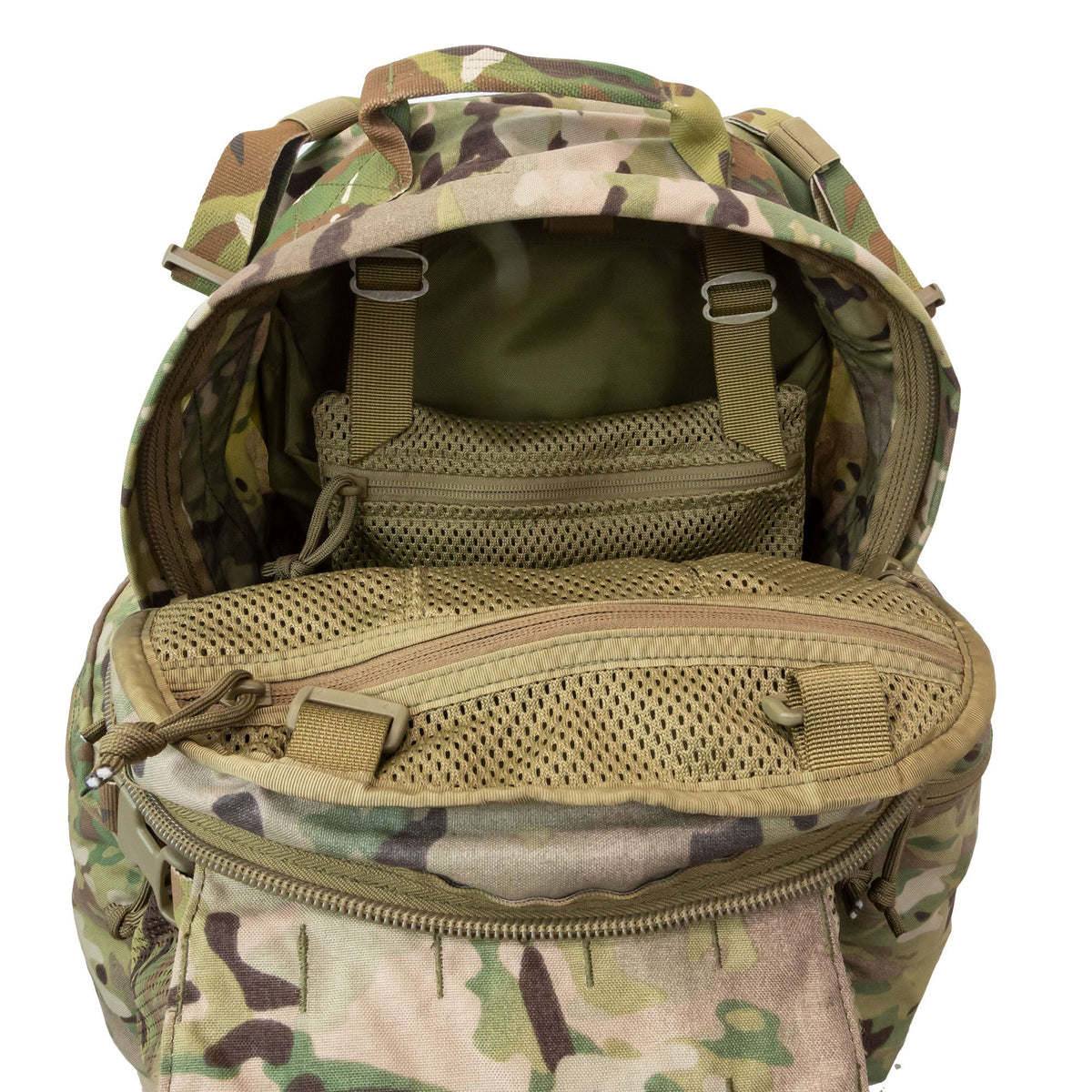 The built-in cradle in front comfortably fits a helmet or can be used as a storage compartment for clothing or other medium-size mission critical necessities. The cradle also features Velcro and non-Velcro MOLLE attachment points in front. www.moralepatches.com.au