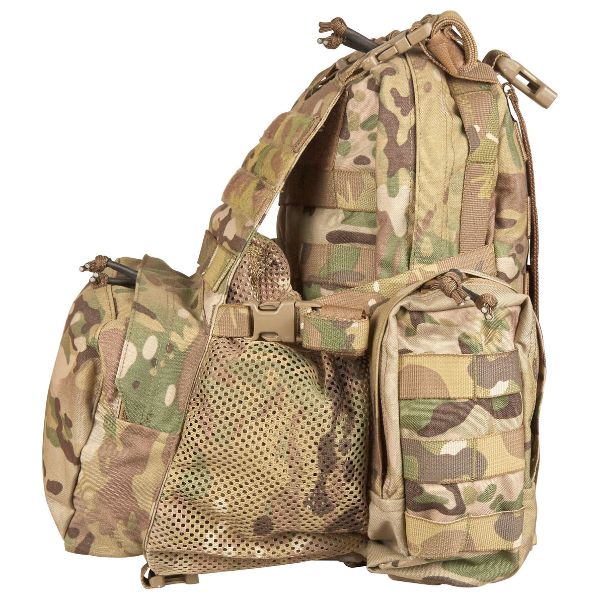 Main compartment 36cm (H) x 23.5cm (W) x 9.5cm (D) Side pockets: 19cm (H) x 9cm (W) x 5cm (D) Front zippered pouch: 25cm (at widest) x 6cm (D) Mesh cargo compartment: 20cm (H) x 23.5cm (W) x 14.5cm (D) Weight 1.02Kg www.moralepatches.com.au