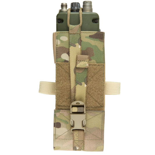 This pouch has been designed securely hold AN/PRC-152 Multiband Handheld Radio with or without GPS module. The pouch can be adjusted in height for when the user is operating with a battery splitter. www.moralepatches.com.au
