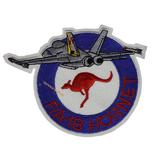 This RAAF FA-18 Hornet Iron On Embroidery Morale Patch is sure to impress at 12x9cm in size! Show off your pride for our Air Force with this beautifully crafted patch. It's perfect for adding a touch of style to any garment or accessory. Let this patch inspire you with the strength and bravery of our armed forces. www.moralepatches.com.au