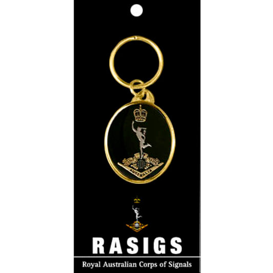 Show off your loyalty to the Royal Australian Corps of Signals with this stunning 40mm gold plated enamel key ring! Keep your keys organized in style and show off your spirit - with this conversation-starting key ring, you'll never go unnoticed again! www.moralepatches.com.au
