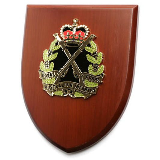 An Exceptional Royal Australian Infantry Corps (RA Inf) Plaque is now available for order. This exquisite plaque showcases a stunning 100mm full colour enamel crest, elegantly placed on a 200x160mm timber finish shield. www.moralepatches.com.au