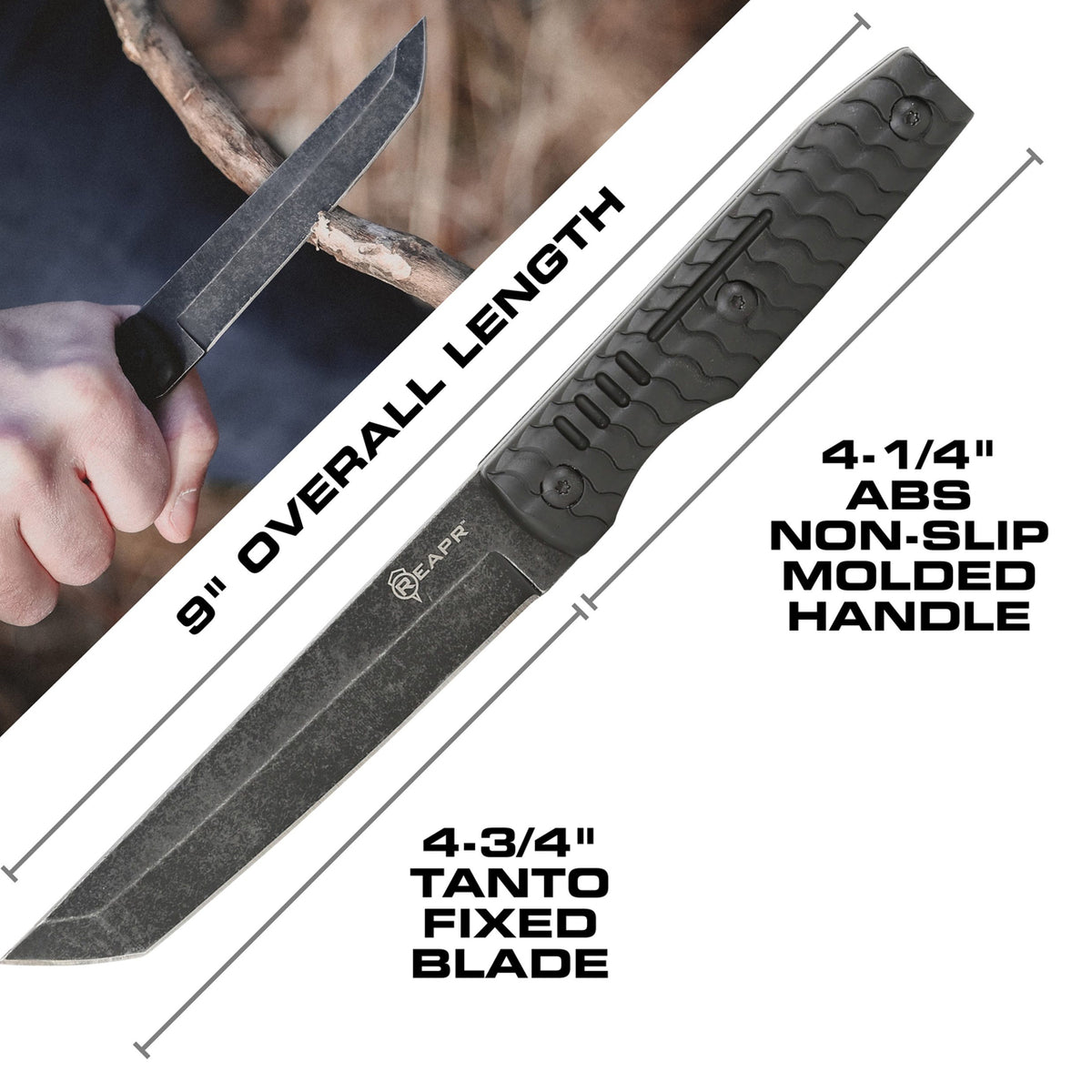 The stonewashed 420 stainless steel blades hide scratches and guards against the elements and the rugged non-slip molded handles provide enough leverage for any task that may arise. This tanto blade set comes with a ballistic nylon belt sheath with lanyard hole for the fixed blade survival knife. www.moralepatches.com.au