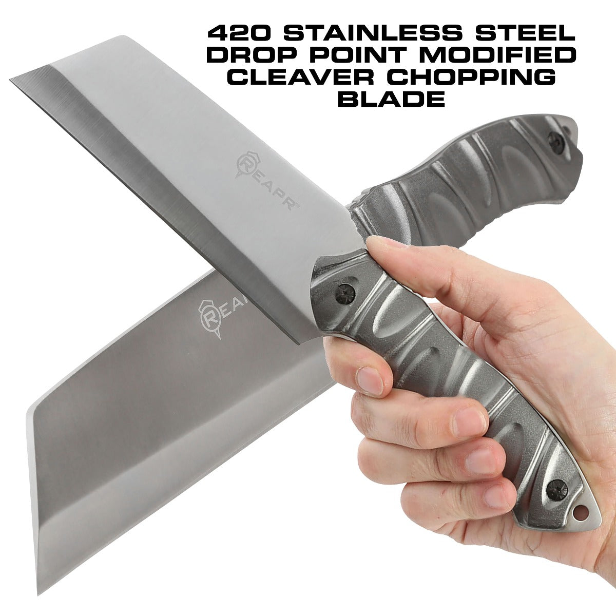 The Reapr JAMR Knife is the ultimate in versatile, tactical fixed-blade knives. The JAMR features an industry first modified cleaver blade, combining the functions of a cleaver, drop point knife and reverse tanto blade to meet a variety of demands, whether as a hunting knife, camping knife, and for guiding, tactical and survival use. www.moralepatches.com.au