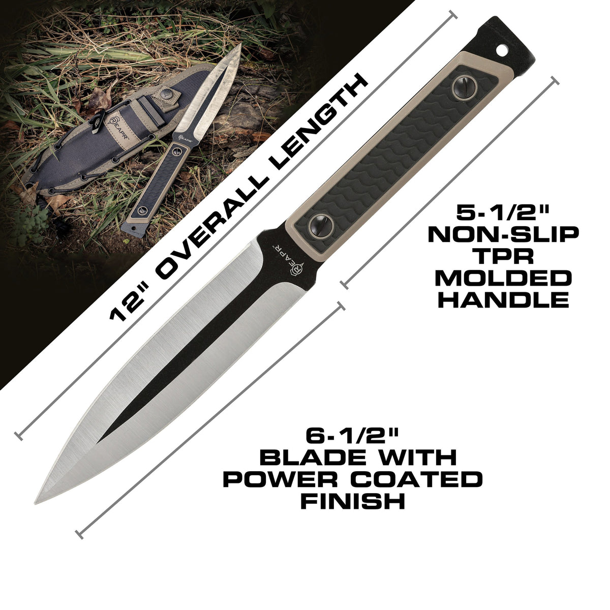 Build your own survival spear with this dual purpose Versa Spear Dagger from Reapr. Simply remove the dagger handle with the included take-down wrench and use the included paracord to affix the spearhead to a shaft of your choice. www.moralepatches.com.au