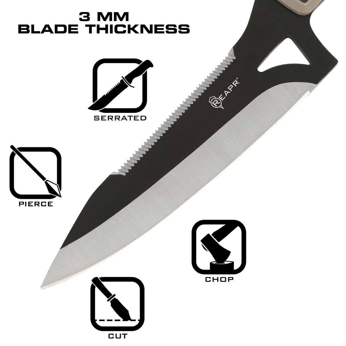 You get everything you need with the Reapr Versa Camp Knife. Born in the kitchen but raised in the wild, it’s tough, durable, and versatile. Whatever your campsite cutting needs, this knife can handle it. www.moralepatches.com.au