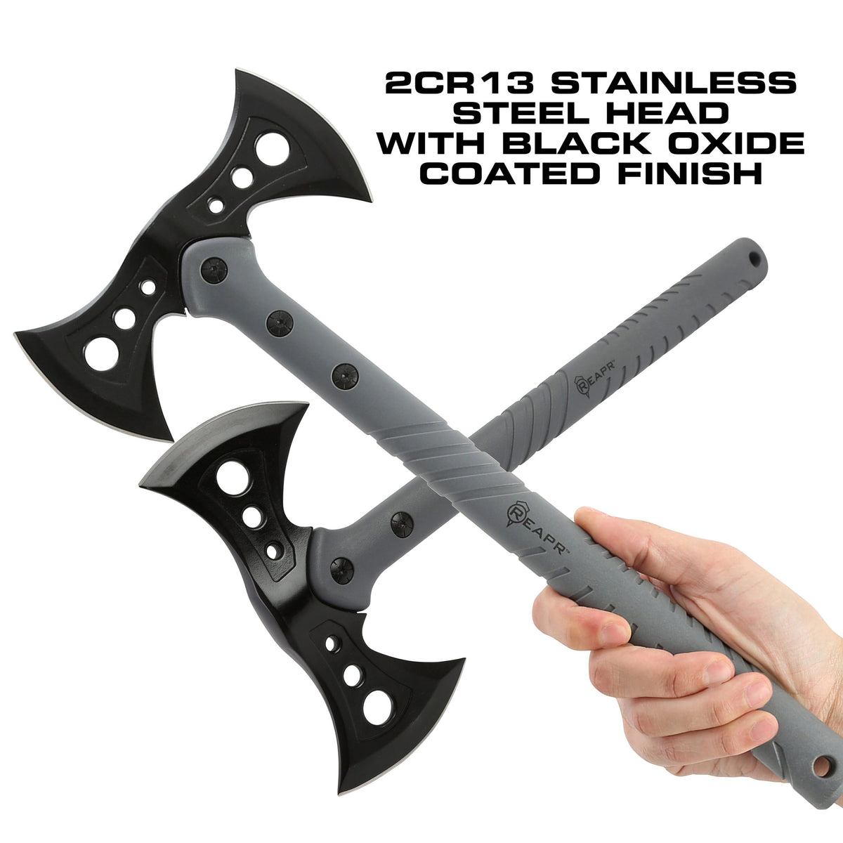 When you need a tactical survivalist axe that holds up to the rigors of any camping or hunting trips, the REAPR 11779 Sidewinder takes care of all your survivalist and hunting needs. www.moralepatches.com.au