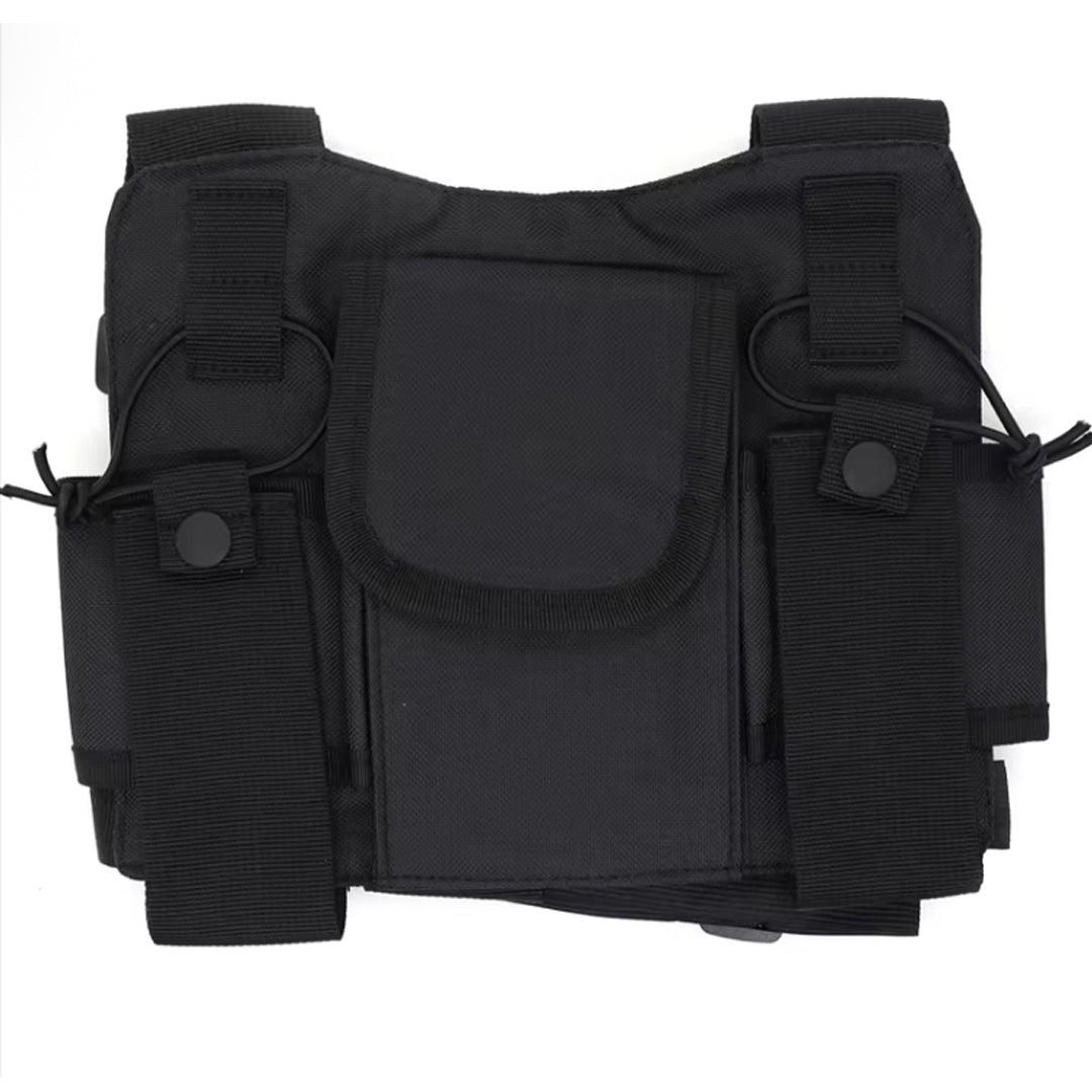 The Radio Vest Black is an essential gear piece for professionals who rely on seamless communication. Trusted by police, military, security teams, and hospital staff, this durable vest is designed to keep your radios secure and accessible. It features dedicated compartments to carry two radios simultaneously, ensuring you stay connected at all times. www.moralepatches.com.au