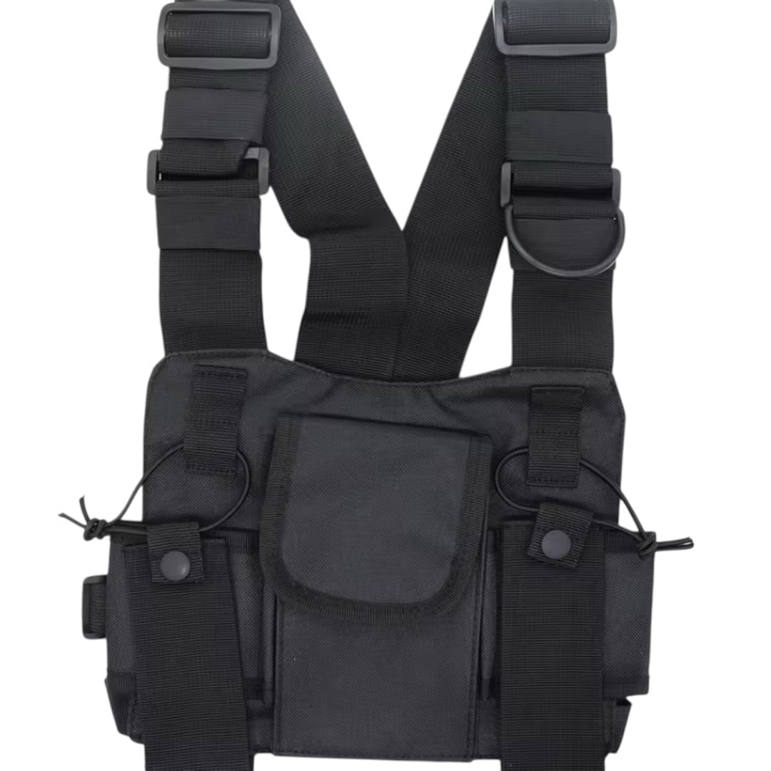 The Radio Vest Black is an essential gear piece for professionals who rely on seamless communication. Trusted by police, military, security teams, and hospital staff, this durable vest is designed to keep your radios secure and accessible. It features dedicated compartments to carry two radios simultaneously, ensuring you stay connected at all times. www.moralepatches.com.au