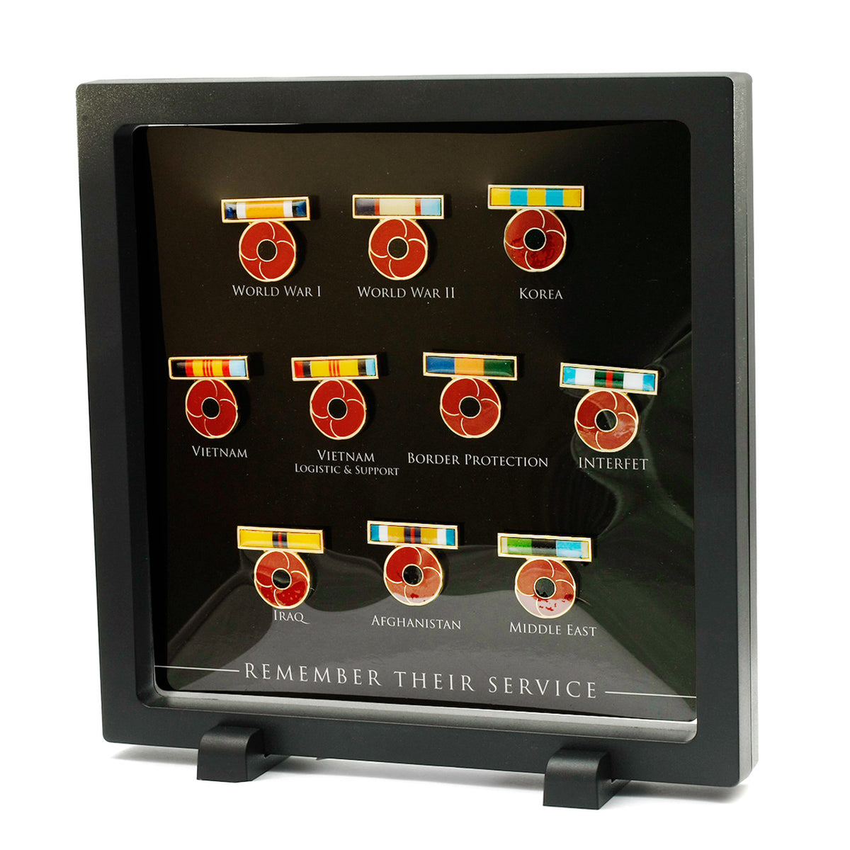 This evocative collection of Service Ribbon Poppies is a heartfelt tribute to the Australian men and women who have bravely served in major conflicts from WW1 to the present day. www.moralepatches.com.au