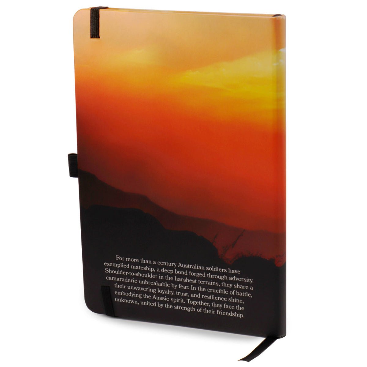 The Spirit of Mateship Notebook is a tribute to the enduring bonds of camaraderie, service, and sacrifice that define the Australian spirit. This A5 notebook is a profound embodiment of our nation's military history and the unwavering support shared among our soldiers. www.moralepatches.com.au