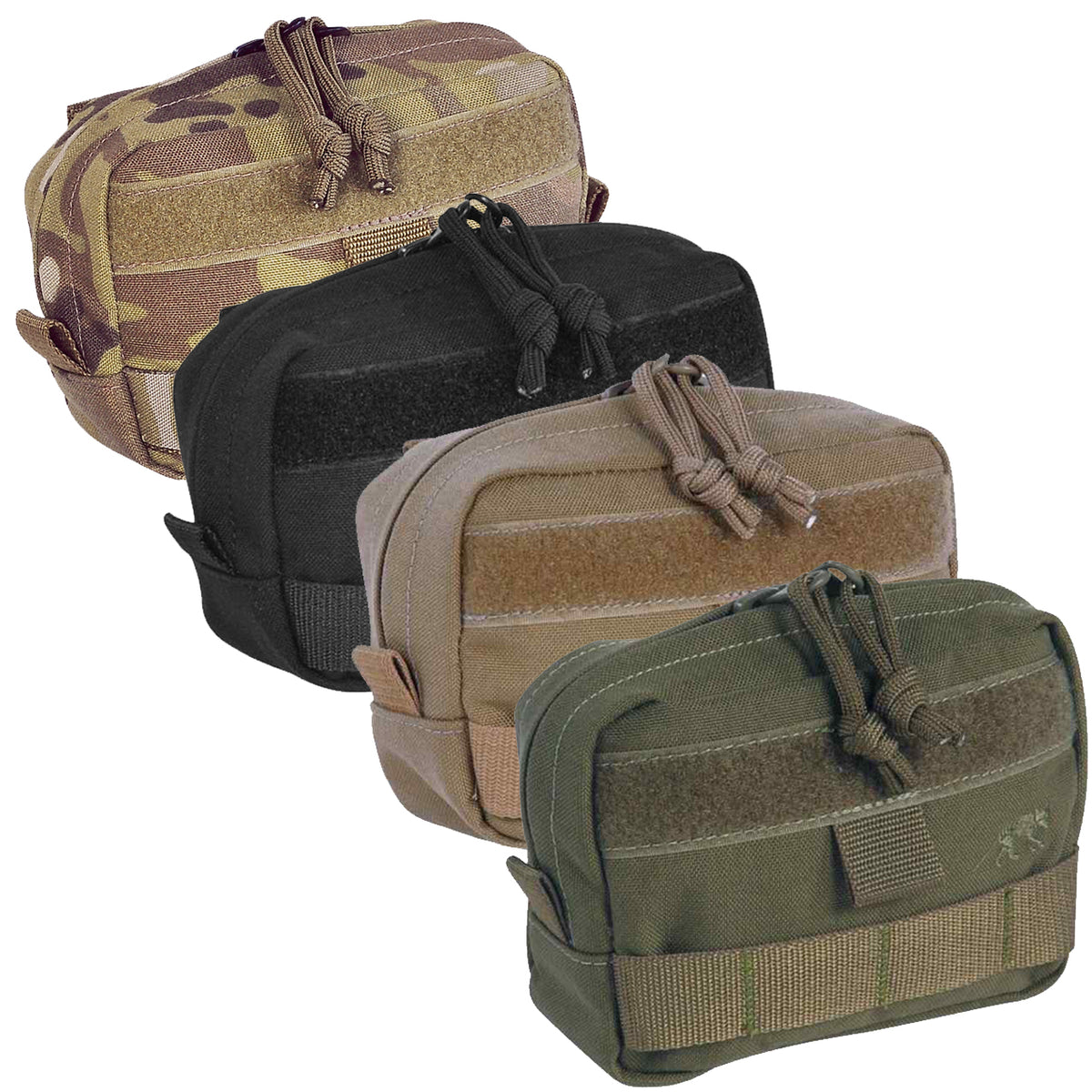This horizontal pocket features a MOLLE snap button system, an extra wide zipped opening, and hook-and-loop strips for a personalised name tag. Experience the convenience of the Tasmanian Tiger Tactical Pouch 4 Horizontal! www.moralepatches.com.au combined colours available front view