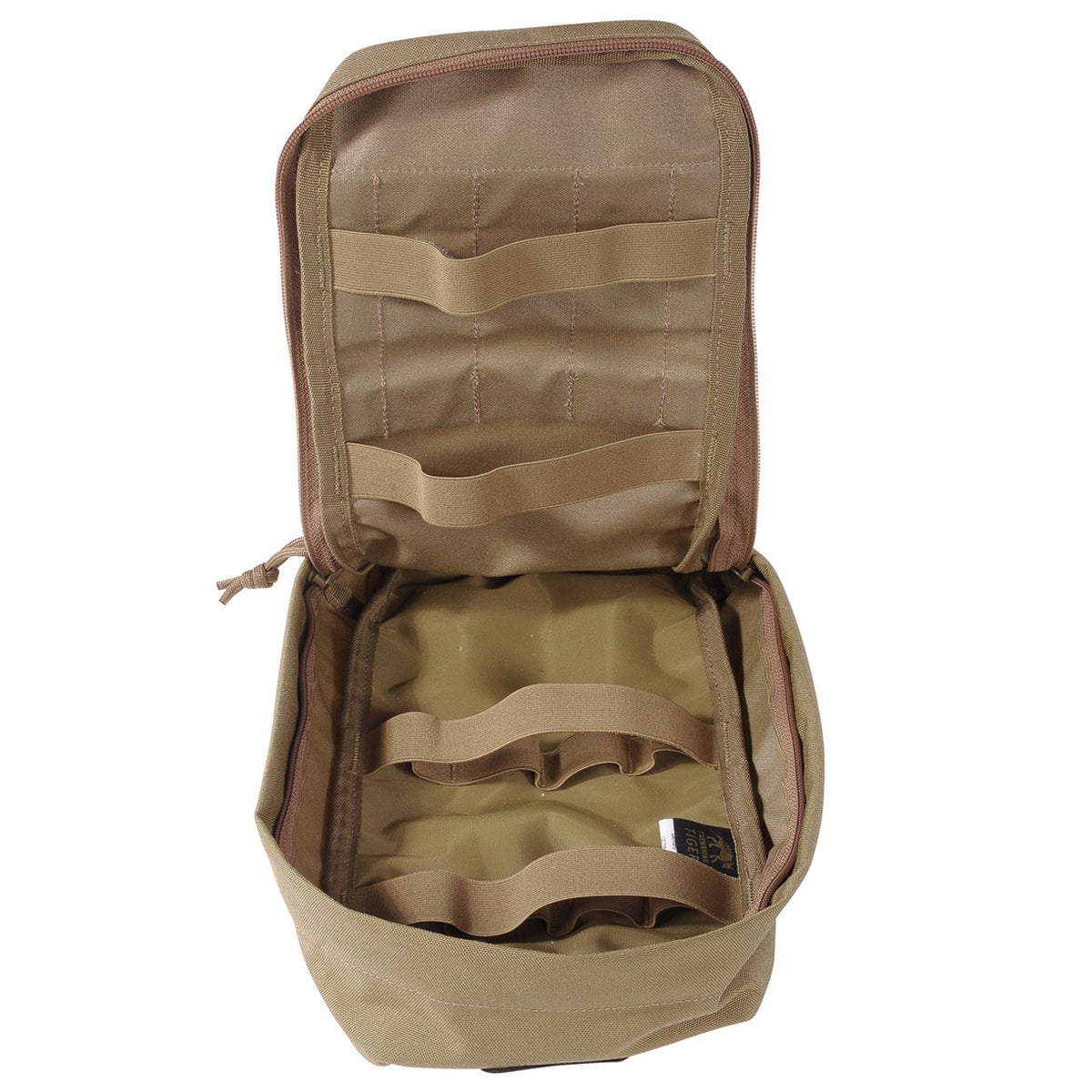 Load up extra gear with this spacious side pouch - designed to fit many popular backpacks! It's the perfect way to stay organized and make the most of your gear. Keep all the essentials within reach and on the go. www.moralepatches.com.au inside front view