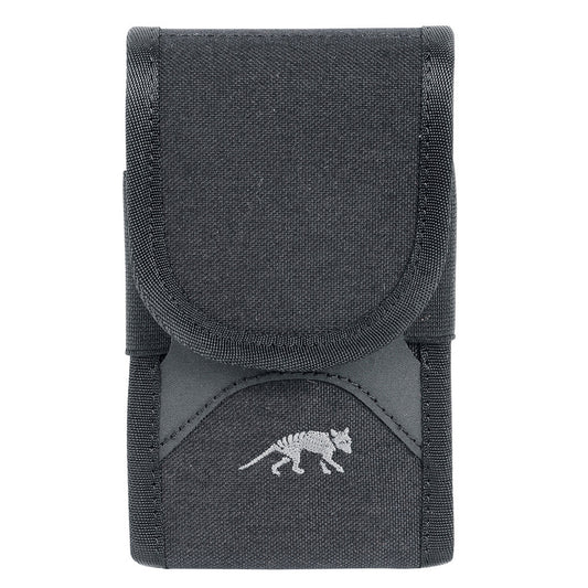 Durable protection for your smartphone with padded reinforcement and four choice sizes. Our tactical phone cover features a MOLLE system for secure carrying - get ready for the ultimate phone protection! Stay protected in style.  www.moralepatches.com.au front view black