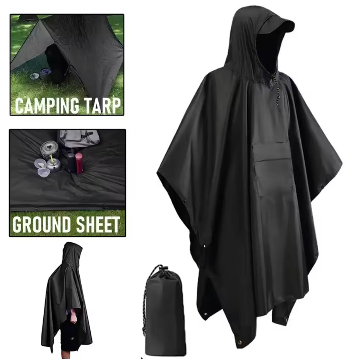 Made from tough Ripstop Nylon with a sleek black design, this versatile poncho offers both durability and style. It includes a handy stuff bag for easy carrying, and grommets on all corners provide secure attachment options. Measuring 210x140cm, it’s lightweight and compact for effortless packing. Use it as a poncho, ground sheet, or emergency shelter to suit your needs. www.moralepatches.com.au