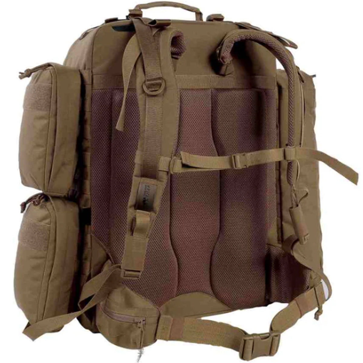 Generously fitted-out first aid backpack. The side pockets are detachable, while the padded interior compartment has adjustable compartments. The backpack also has a removable panel with detachable, labelled clear pockets, MOLLE system and elastic loops. www.moralepatches.com.au