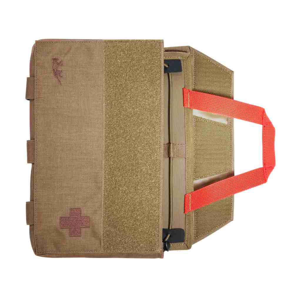First aid pouch with quick-access system. The panel for individual loading can simply be lifted out. www.moralepatches.com.au