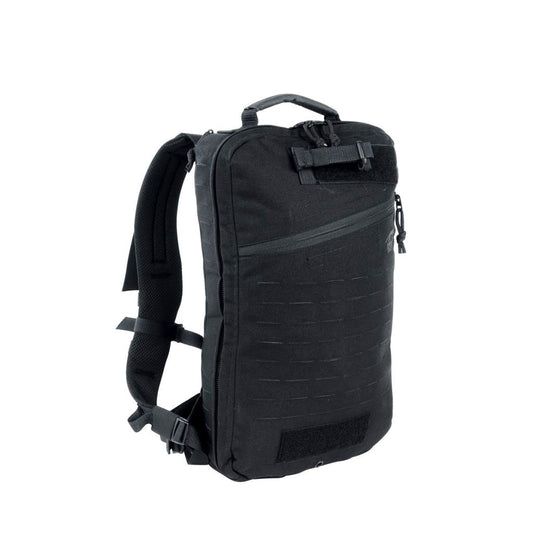The MOLLE system on the front and sides is laser-cut. The lightweight padded shoulder straps can be detached and kept in a hook-and-loop fastening pocket on the back, and the rucksack comes with webbing so it can be adapted to a panel carrier or waistcoat. Stowable carrying handles for high-speed transportation in an emergency. www.moralepatches.com.au