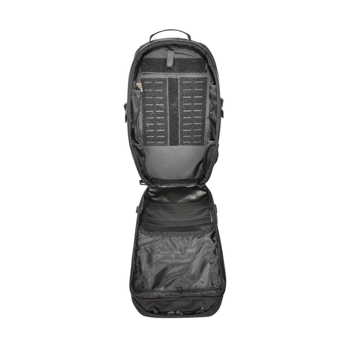 Small inner mesh pockets for storage of small items such as batteries, etc Upper front pocket (2L) and lower front pocket (3L) with zip compartments Hook-and-loop closure patch on the frontside (loop) Detachable hip fins with zip pockets Side pockets made of an elastic material Side compression Front and sides with MOLLE system in laser cut design for optional attachment of additional pockets Hydration system compatible www.moralepatches.com.au