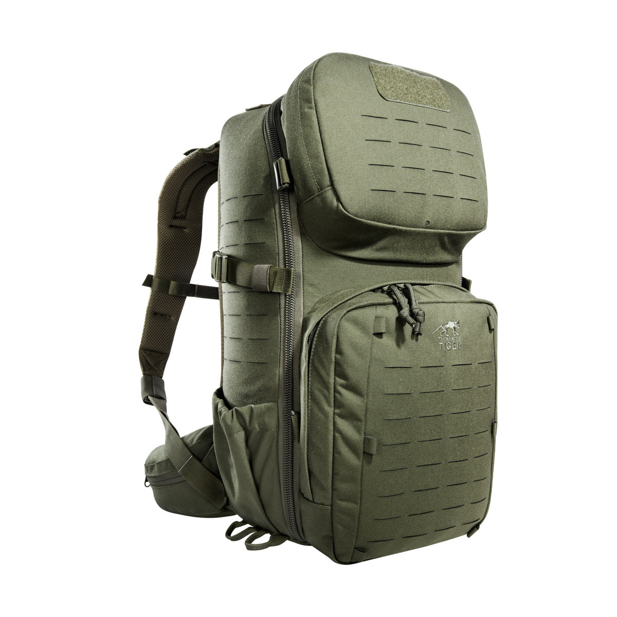 With a main compartment that opens completely and the special zipper guides it's possible to use the pack as a top loader. The shoulder straps can also be adjusted in length in order to wear the backpack over vests. www.moralepatches.com.au