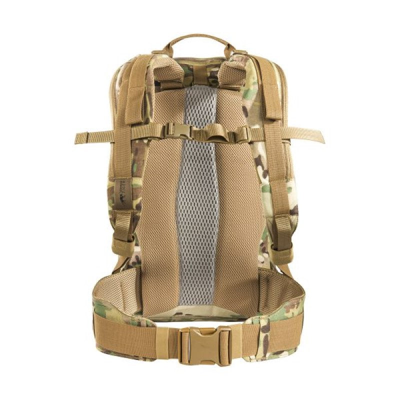 The Tasmanian Tiger Modular Radio Pack Multicam features exterior pouches and a front flap with a zippered pocket. The included removable hip belt can also double as a Warrior Belt, while the radio holder can be easily adjusted for height and width. Top zippered openings provide quick access, while the shoulder straps include cable guides and ports. www.moralepatches.com.au