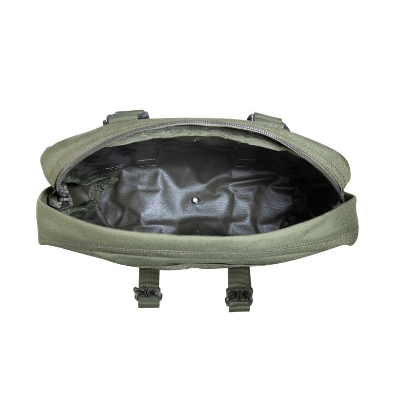 Large accessory and lid pouch. The TT Tac Pouch 10 MKII is designed as a MOLLE affixed pouch for the TT Base Pack 52 and TT Base Pack 75, though can also be used with other backpacks or as a large hip pouch. Twin compression straps contain goods in transit, and a MOLLE front provides adaptability. www.moralepatches.com.au