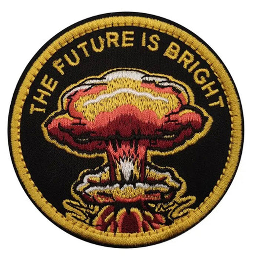 Elevate your gear to the next level with the The Future Is Bright Embroidery Patch Hook & Loop. Easily attach it to any piece of field gear, clothing, or create a unique patch display! Infuse some fun and madness into your style today.  Size: 8cm www.moralepatches.com.au