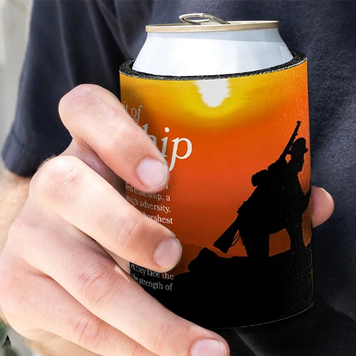 Introducing "The Spirit of Mateship Drink Cooler" – a remarkable tribute to the enduring spirit of Australian soldiers. This drink cooler showcases an awe-inspiring design that captures the essence of mateship, a bond that has defined Australian soldiers for more than a century. www.moralepatches.com.au