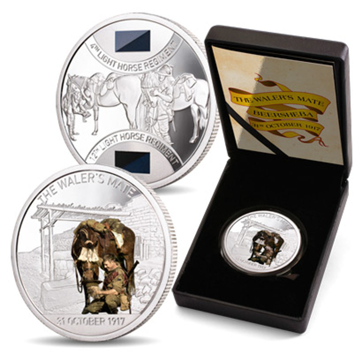 The Waler's Mate Proof Quality Medallion is a limited-edition collectible that pays tribute to the remarkable bond between the men and horses of the Australian Light Horse. This exquisite medallion has been specially minted to commemorate the Centenary of the Charge of Beersheba, making it a must-have for history enthusiasts and collectors alike. www.moralepatches.com.au