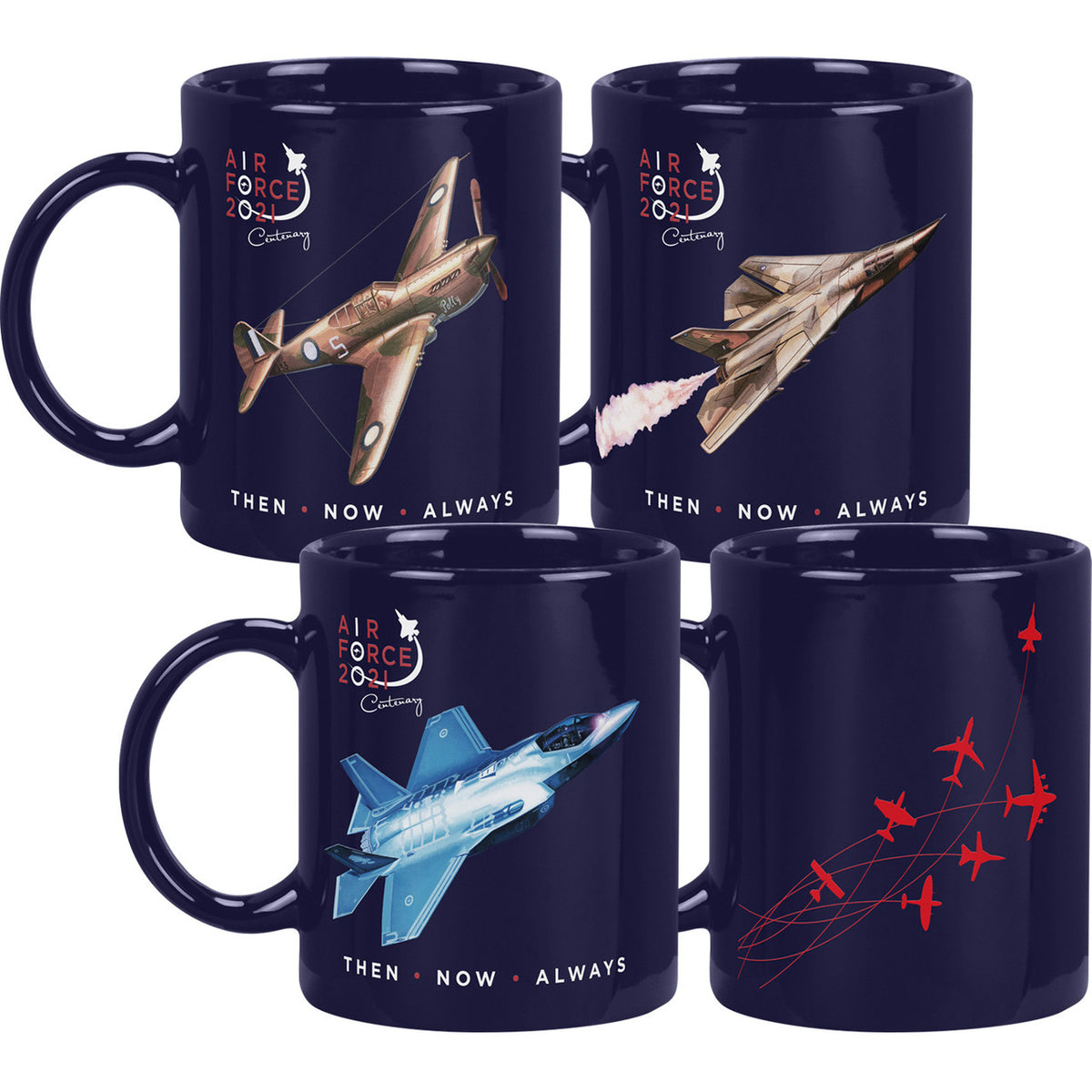 Introducing a collection of four limited edition coffee mugs featuring excerpts from the stunning artwork by Drew Harrison, commemorating the past 100 years of the Air Force. www.moralepatches.com.au