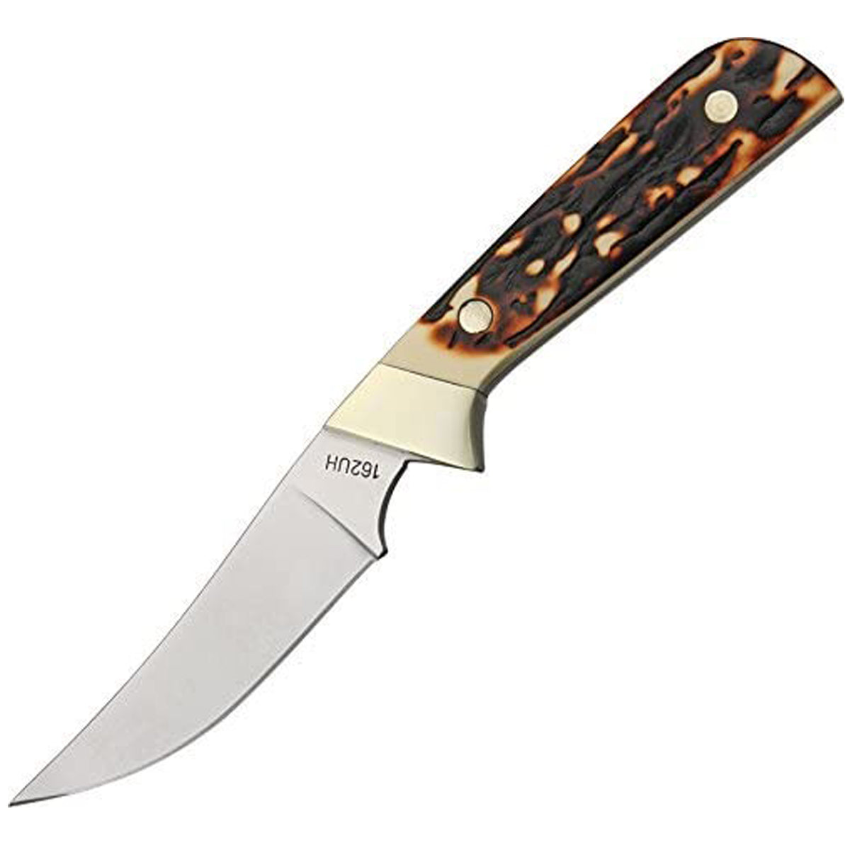 This Uncle Henry Wolverine Knife is a great tool to take along on hunting trips. It features a stainless steel satin finish clip point blade. The full tang blade is clad with Staglon scales, brass rivets and polished brass nickel bolsters. The Wolverine fixed blade comes with a leather sheath. www.moralepatches.com.au