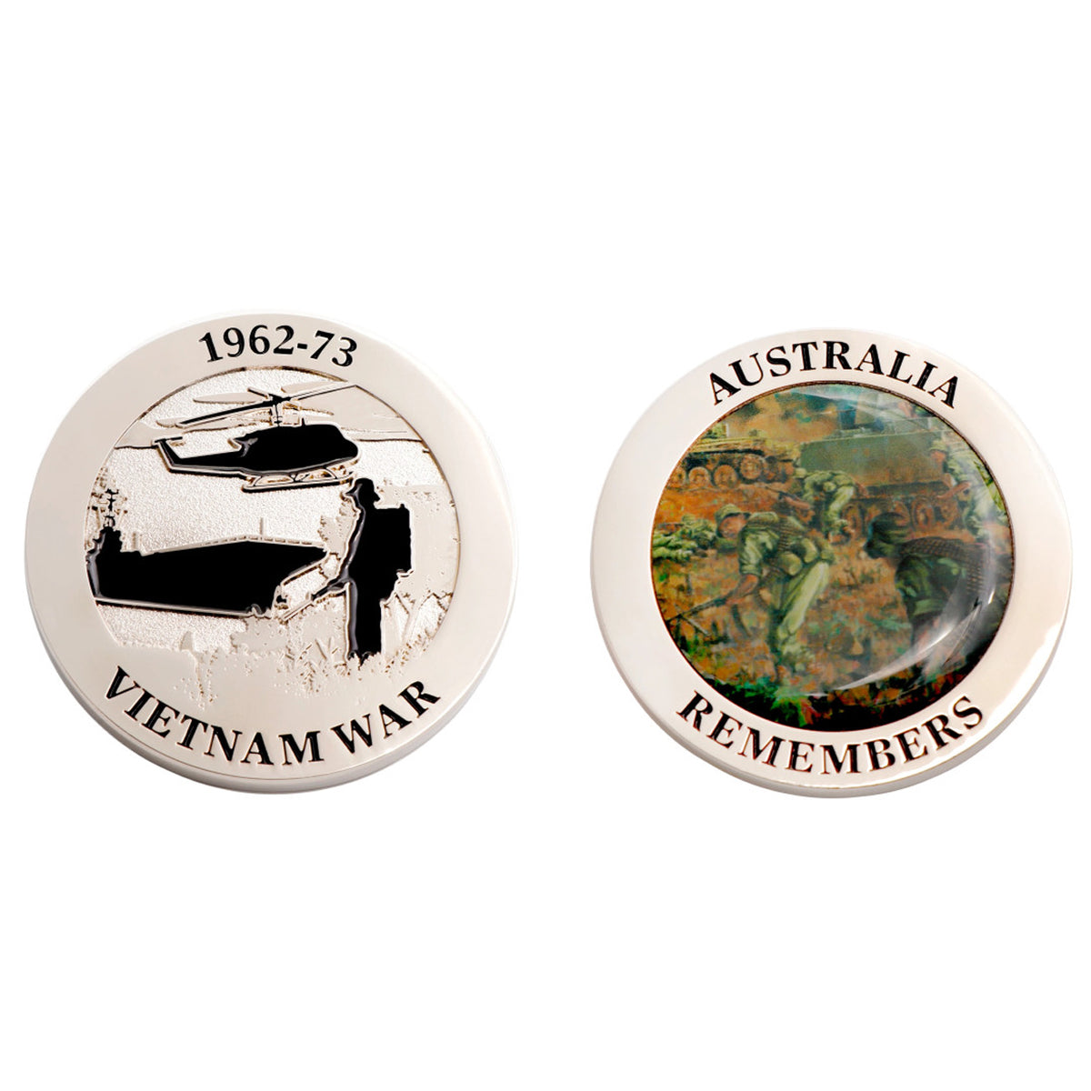 This stunning 48mm Vietnam War Memorial Medallion at the military specialists recognises the service and sacrifice of the some 60,000 Australians served in the Vietnam War - on land, in the air and at sea. www.moralepatches.com.au