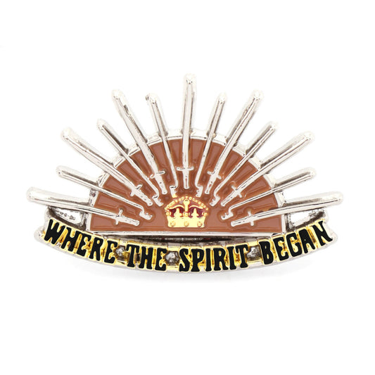 This lapel pin is a miniature representation of the Hutton Trophy of Arms, the emblem believed to have inspired the iconic Rising Sun Badge. While small in size, it carries deep significance of our heritage, symbolising the history and origins of the Australian digger tradition. www.moralepatches.com.au