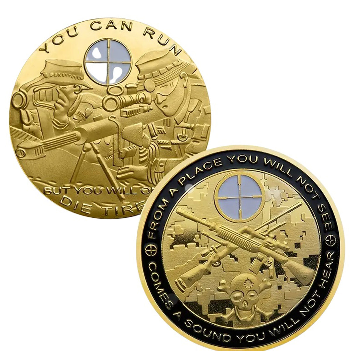 Show your respect for the Sniper Medallion with this beautiful full-colour medallion! Its unique design features the sniper and spotter in gold on one side and sniper rifles on the other. Show your appreciation with this one-of-a-kind piece of jewellery. www.moralepatches.com.au