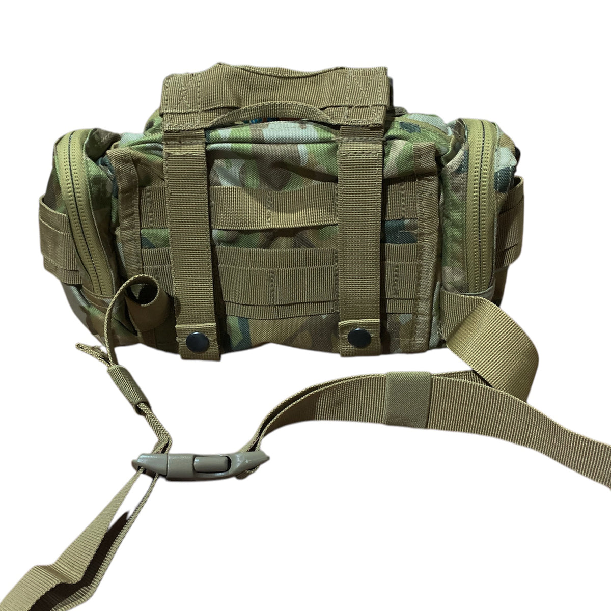 Elevate your outdoor adventures with the AMCU Waist Bag With MOLLE Adaptability! This versatile bum bag features convenient side and front pockets, as well as MOLLE fittings and x2 straps for ultimate functionality. The top compression strap/handle and waist belt ensure a secure fit, while the main compartment with mesh divider allows for easy organization. Crafted with heavy duty fabric, this bag can handle even the toughest terrain.  www.moralepatches.com.au