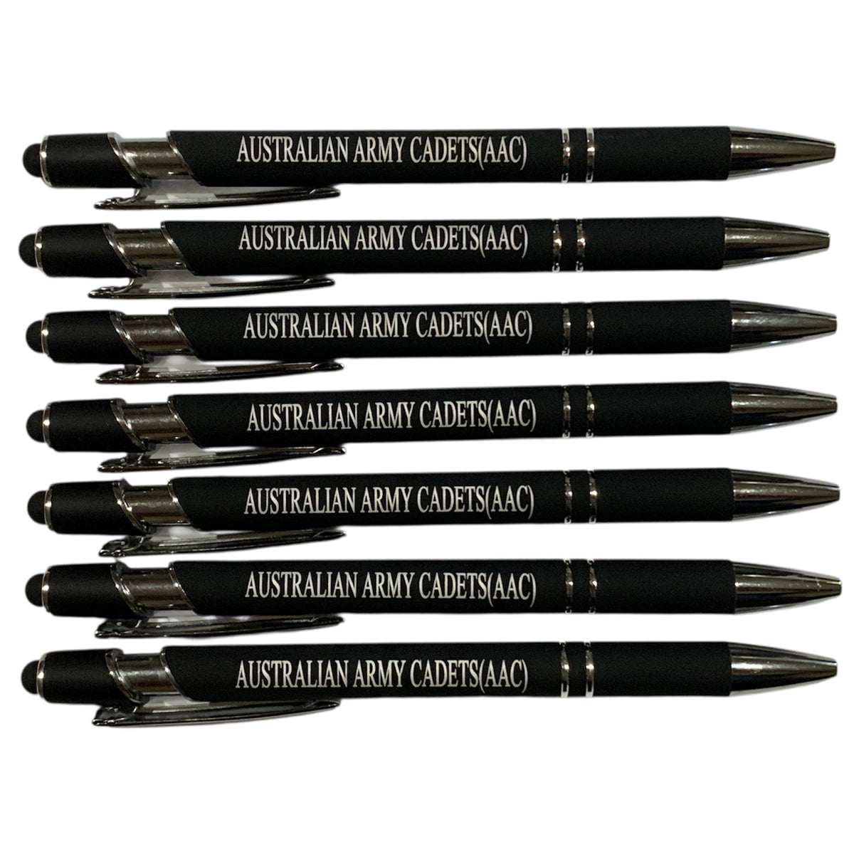 The Australian Army Cadets (AAC) Pen Black is a versatile tool that combines both a black ink pen and a stylus for touch screens. Perfect for conferences and events, this pen makes a comfortable and useful gift that is sure to be a favourite among recipients. www.moralepatches.com.au