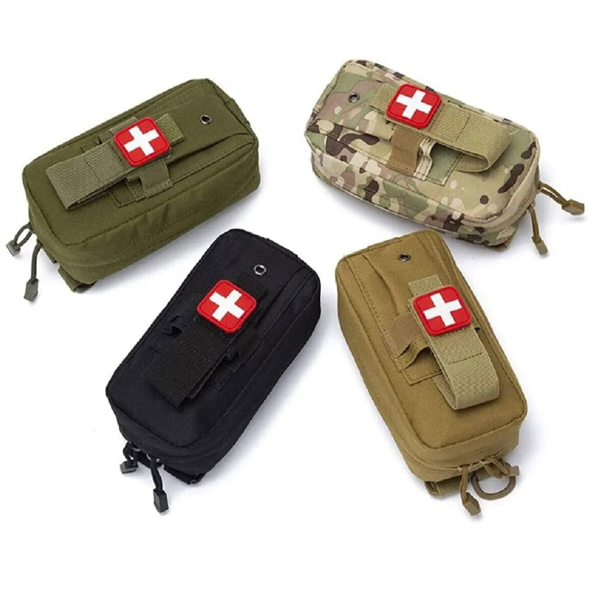 Compact Emergency kit pouch with lots of uses, carry your tourniquet, multitool or torch in the front pocket. Add your essential items in the main compartment from bandages to rations. Attach to your gear with x2 MOLLE straps to suit your needs but don't forget this essential pouch in the field. www.moralepatches.com.au