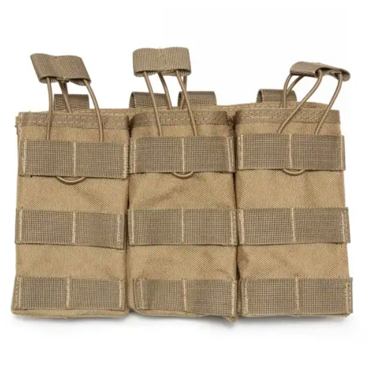 Experience the convenience of the Airsoft Combat Triple Mag Pouch! With a simple open-top design and elastic bungee cord fasteners featuring easy pull tabs, it's hassle-free to carry your magazines. www.moralepatches.com.au