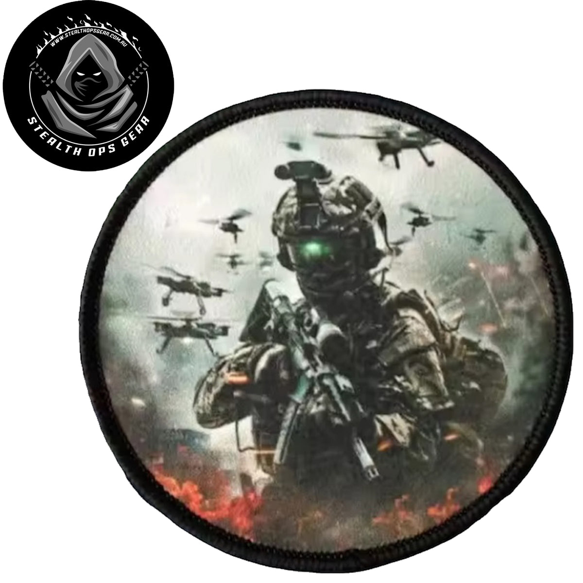 Unleash your creativity with the Drone Support Soldier Embroidery Printed Patch Hook &amp; Loop! Measuring 8cm and featuring a beautifully embroidered design and secure hook &amp; loop backing, this patch is a must-have for any collector. www.moralepatches.com.au