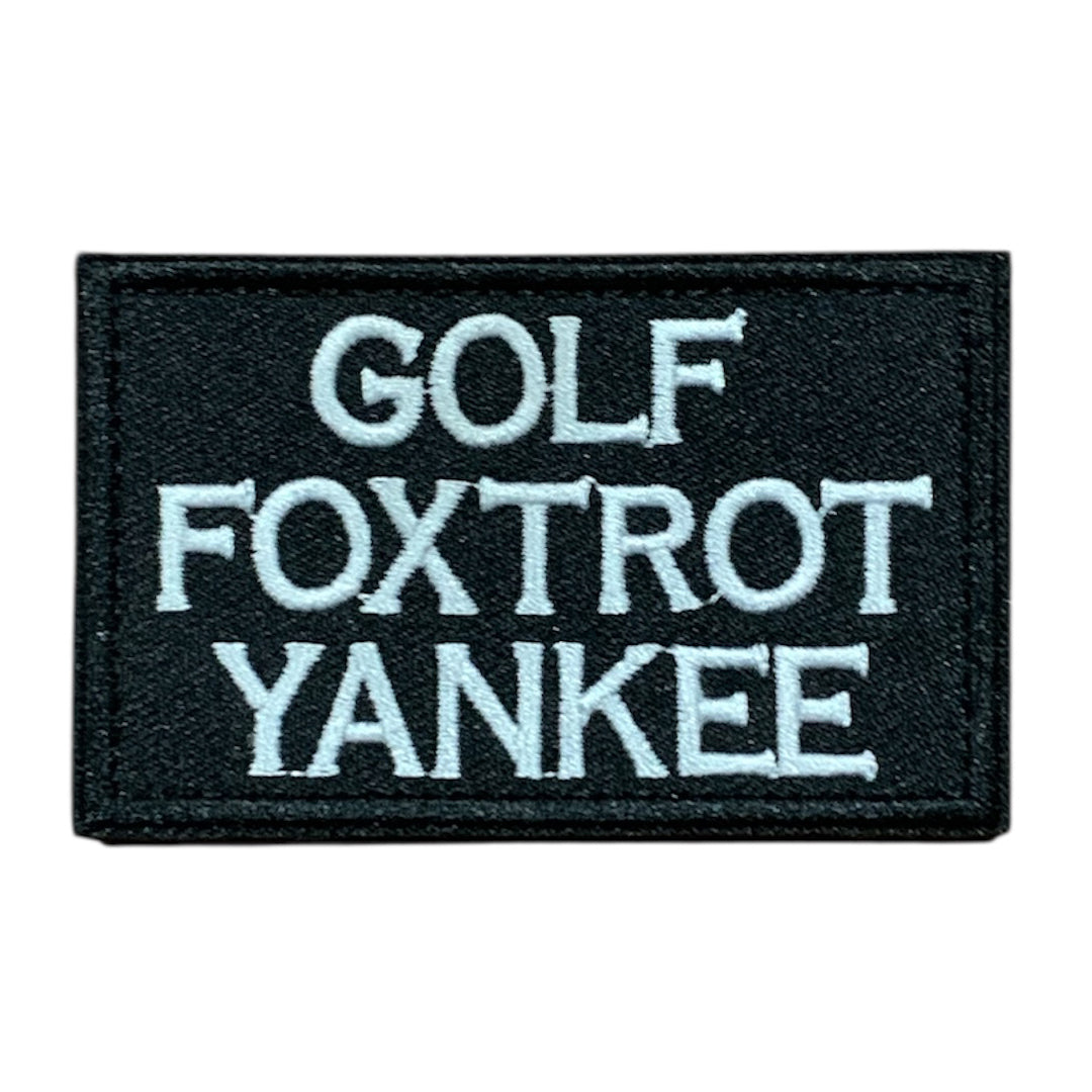 Unleash your creativity with the Golf Foxtrot Yankee Embroidery Patch Hook & Loop! Measuring 8x5cm and featuring a beautifully embroidered design and secure hook & loop backing, this patch is a must-have for any collector. www.moralepatches.com.au
