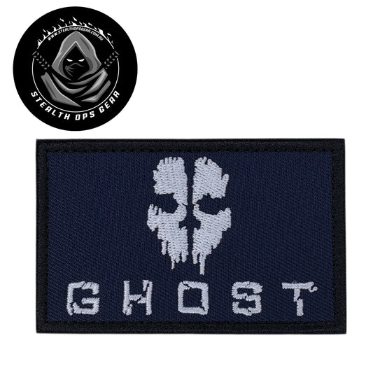 The Blue &amp; White Ghost Embroidery Morale Patch , measuring 8x5cm, is a striking and durable addition to personalize your gear with style and toughness. Crafted with high-quality embroidery, this patch features a versatile Multicam pattern that blends seamlessly with various tactical and outdoor equipment. www.moralepatches.com.au