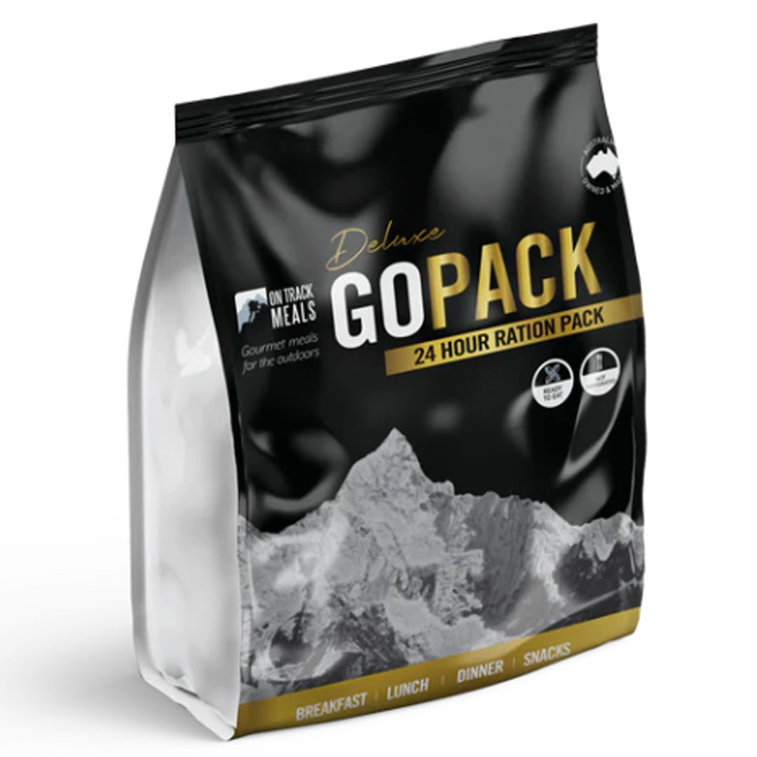 The&nbsp;Deluxe&nbsp;Go Pack&nbsp;has breakfast, lunch, dinner and snacks, as well as hot drinks, hydration and cutlery. We've also thrown in 3 of our flameless heater bags, in case you don't have the chance to boil water. www.moralepatches.com.au