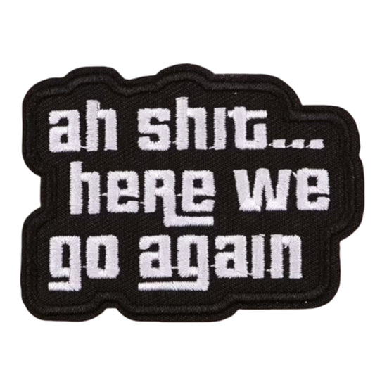 Transform into your strongest self with the Here We Go Again Morale Patch Plain Backed Iron On Patch, measuring 8cm! Unleash your inner power and conquer every challenge with confidence and style. www.moralepatches.com.au