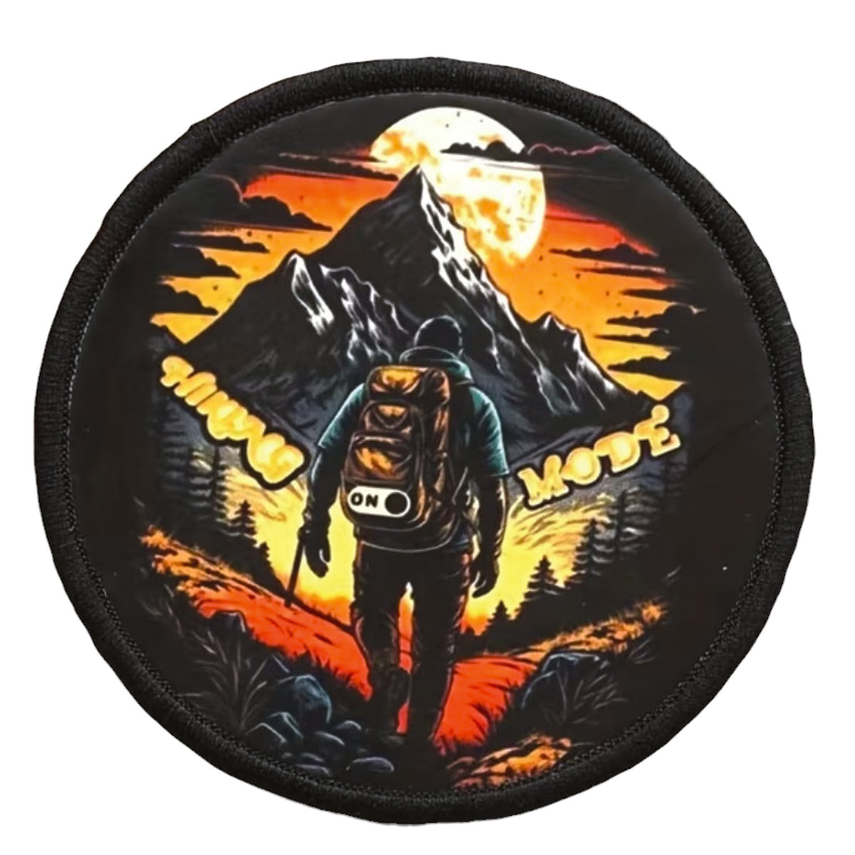 Unleash your creativity with the Hiking Mode Embroidery Printed Patch Hook &amp; Loop! Measuring 8cm and featuring a beautifully embroidered design and secure hook &amp; loop backing, this patch is a must-have for any collector. www.moralepatches.com.au