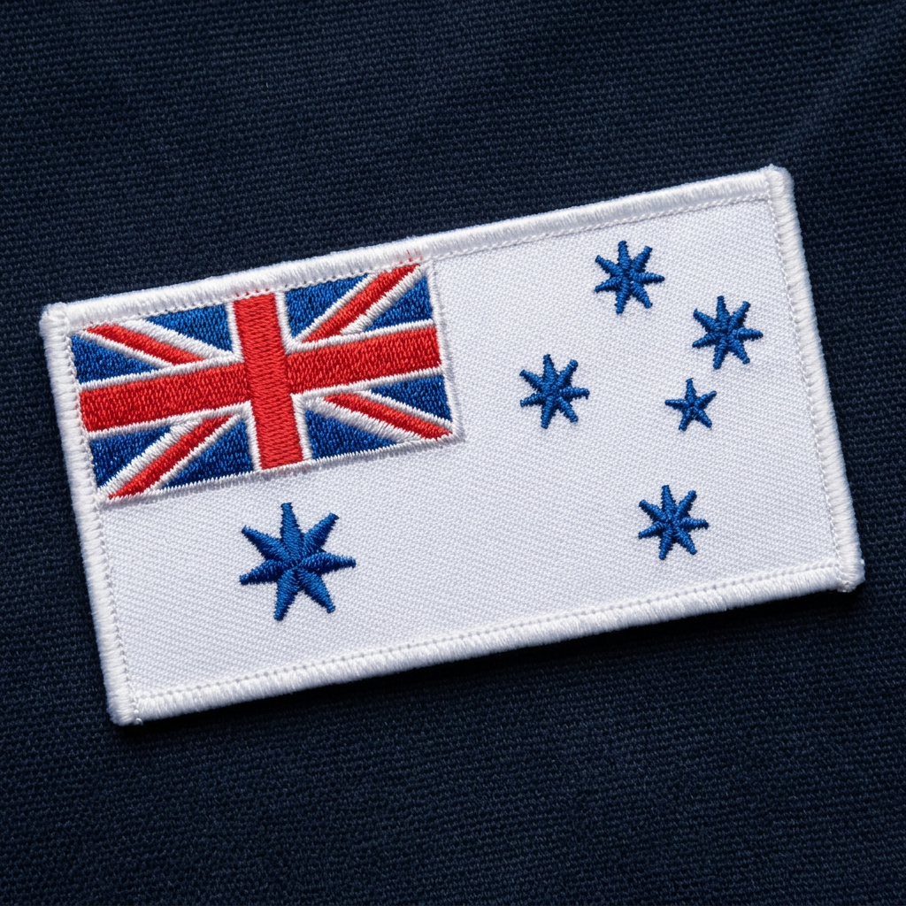 Navy White Ensign embroidered patch on navy canvas